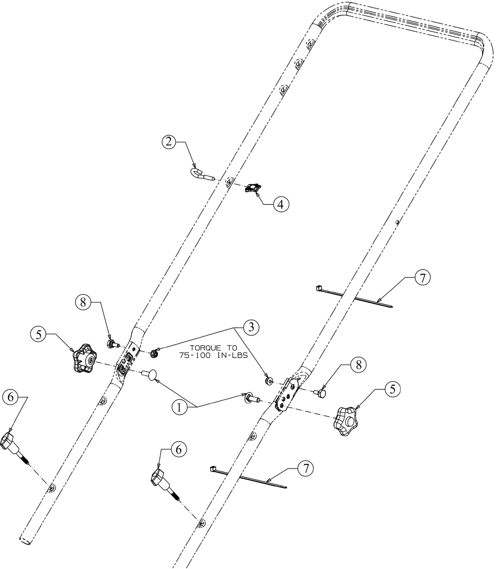 Handle Hardware Diagram and Parts List for SC100 (11AA92J710)(2016) Cub Cadet Lawn Mower